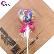 colorful round lollipop candy design 20pcs elastic hair band/metal knot hair ring/ rubber hair bands
