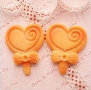 Big Heart Lollipop Baked Biscuit Cabochons resin food