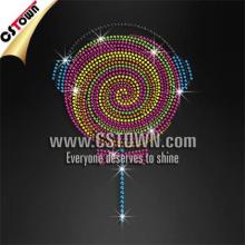 Wholesale tee shirt transfers neon rhinestud lollipop bling transfer