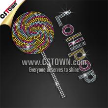Lollipop hotfix rhinestone transfer design for t-shirt decoration