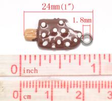 Sweet Lovely Resin Chocolate Ice Cream Bar Charm Pendants 24x10mm(1"x3/8"), sold per pack