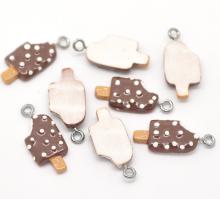Sweet Lovely Resin Chocolate Ice Cream Bar Charm Pendants 24x10mm(1 x3/8 ), sold per pack