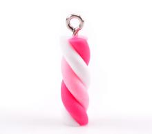 10pcs, Sweet Lovely Pink Polymer Clay Marshmallow Candy Charm Pendants 21mmx6mm( 7/8"x 2/8"