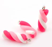 10PCs Sweet Lovely Pink Polymer Clay Marshmallow Candy Charm Pendants 21mmx6mm( 7/8 x 2/8 
