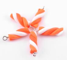 10PCs Sweet Lovely Orange Polymer Clay Marshmallow Candy Charm Pendants 21mmx6mm( 7/8 x 2/8&quo
