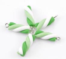 10PCs Sweet Lovely Green Polymer Clay Marshmallow Candy Charm Pendants 21mmx6mm(7/8 x2/8 )