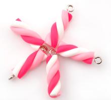 10PCs Sweet Lovely Pink Polymer Clay Marshmallow Candy Charm  Pendants  21mmx6mm( 7/8 x 2/8 