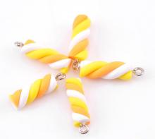 10PCs Sweet Lovely Yellow Polymer Clay Marshmallow Candy Charm Pendants 21mmx6mm( 7/8 x 2/8&quo