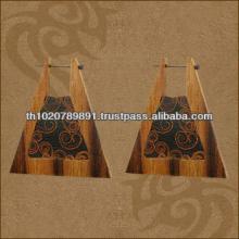 Organic Triangle Wood Stick Earrings With Cinnamon