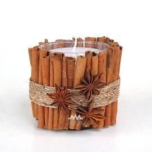 Candle In Glass, Decor W/ Cinnamon