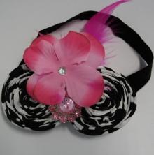 Black & Pink  Zebra  Vintage Cinnamon Roll Headband