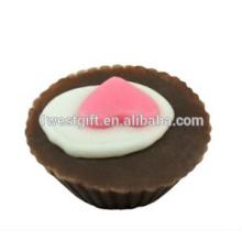Chocolate cake soap with a pink heart,c13