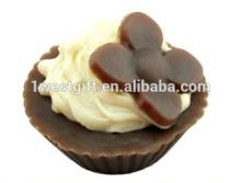 Chocolate cake soap with a pink heart,c11