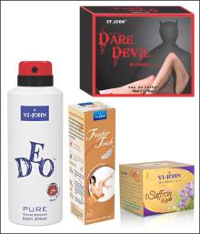 VI-JOHN Women Care Kit (Hair Remover Sandal & Saffron Gold Fairness Cream & Deo VIJOHN Pure & perfum