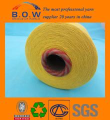 100% recycled cotton yarn/low price recycle regenerated 70/30 4.8S saffron yellow open end/oe recycl