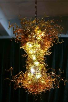 High quality standard saffron yellow crystal imitation chandelier