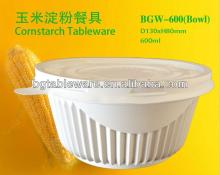 corn starch resin biodegradable tableware 600ml bowl with lid biodegradable bowls