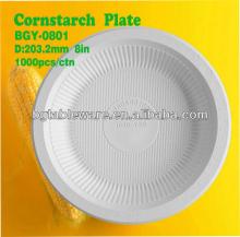 corn starch tableware 8 inch round plate disposable plate