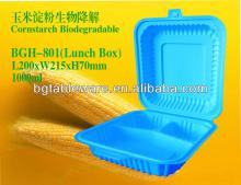 3 compartment corn starch lunch box 1200ml disposable food container biodegradable tableware