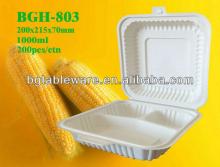 3 compartment corn starch lunch box 1000ml biodegradable tableware