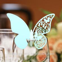 Red Leaves Rose Laser Cut Wedding Place Card For Wine Glass / butterfly pattern laser cut place card