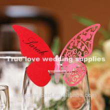 Red Leaves hot design & high quality 2014 Paper Laser Cut Wedding Place Cards For wine Glass With Bu
