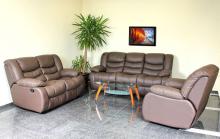 Leather recliner  sofa  AMANDA - Brown Middle brown Dark brown Shining brown Metallic brown Chocolate