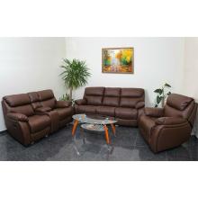 Leather recliner sofa set BAR - Sparkling brown Brown Dark brown Middle brown Metallic brown Coffee
