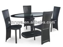Black  Leather  Chair Dining Set