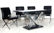 tempered glass stainless steel base dining table