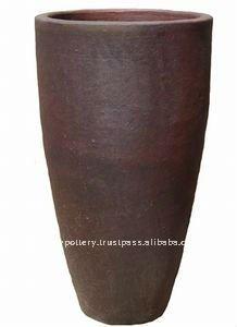 AAJ Large black clay  pot - Tall dark clay  pot - Giant Outdoor  Pot s