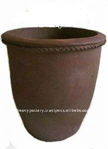 AQV Large black clay pot- Tall dark clay pot- Giant Outdoor Pots