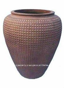 AAC Large black clay pot- Tall dark clay pot- Giant Outdoor Pots