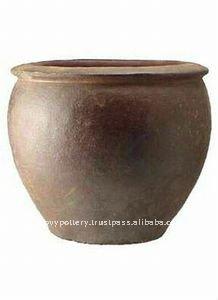 AQU Large black clay pot- Tall dark clay pot- Giant Outdoor Pots