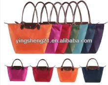 NEW Synthetic Leather Handle Tote  Shopping  Bag Nylon WaterProof Colorful Handbag
