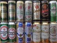 Oettinger HefeWeiss beer.Labatt Blue Light beer.