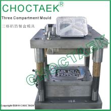 Three compartment aluminium foil container mould